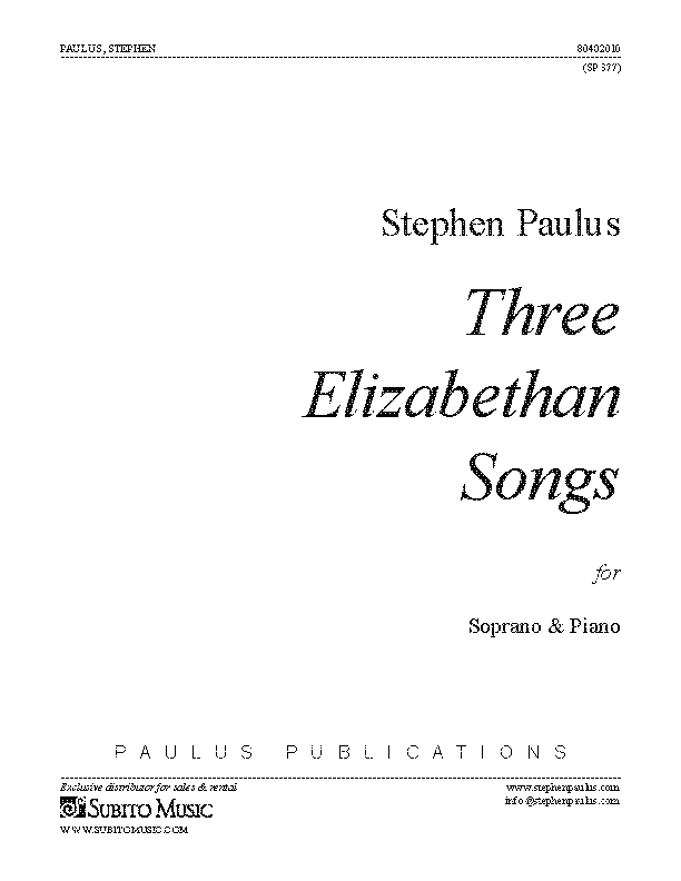 Three Elizabethan Songs for Soprano & Piano